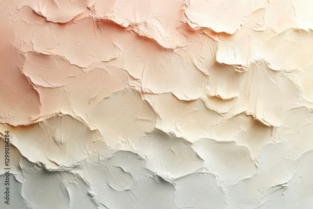 Poster abstract textured background with soft peach and white color gradient, resembling a sculpted clay or