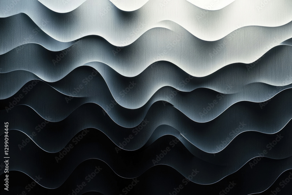 Aufkleber Abstract grayscale undulating waves create a flowing, textured pattern with a metallic sheen.