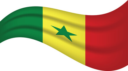 Senegal wavy flag, waving flag vector illustration