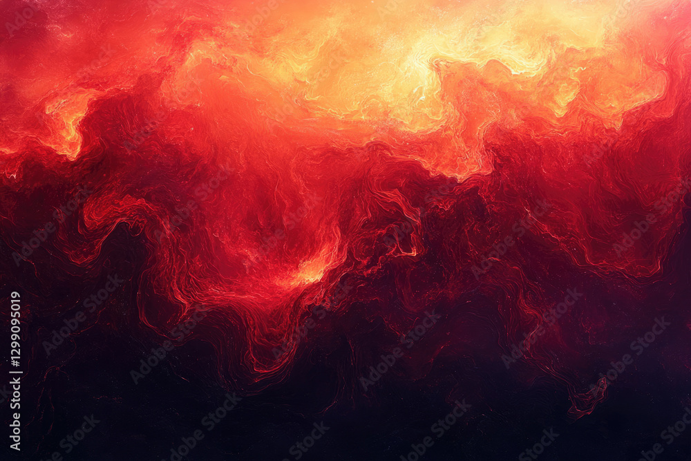 Poster Abstract fiery artwork depicting swirling, vibrant red and orange hues, creating a dynamic and intense visual experience.