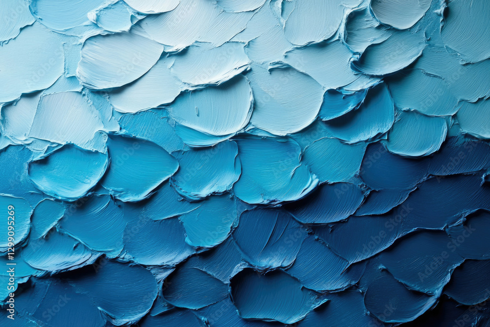 Poster Abstract painting with thick, textured blue strokes creating a gradient effect.