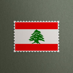 Post office stamp with the flag of Lebanon 3D Rendering