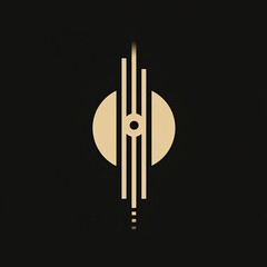 Fototapeta premium Minimalist symbol with geometric design on black background