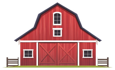 A vibrant cartoon illustration of a classic red barn building
