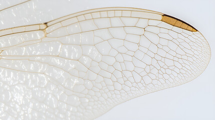 Close-up of delicate insect wing with intricate vein structure, highlighting nature's design in detail