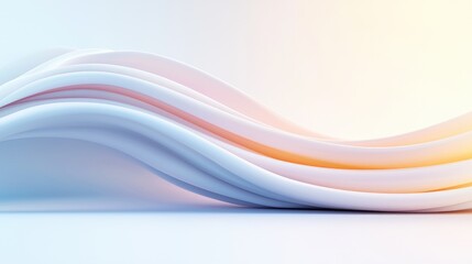 Obraz premium Smooth pastel waves flow gracefully across a clean abstract background with soft studio lighting.