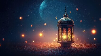 Arabic lantern of ramadan celebration background, Elegant Islamic Lantern Background for Ramadan and Eid.