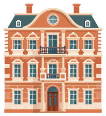 Obraz premium A detailed illustration of a grand building with multiple windows