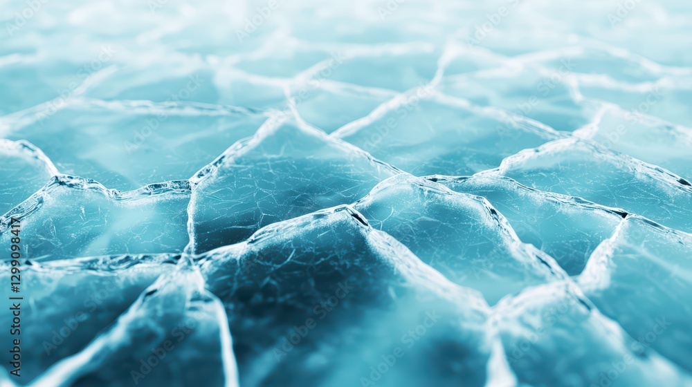 Poster glowing ice surface with cracks reflecting chaotic patterns