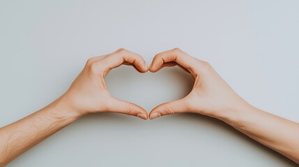 Fototapeta premium Hands Forming Heart Symbol in Light Against Soft Background