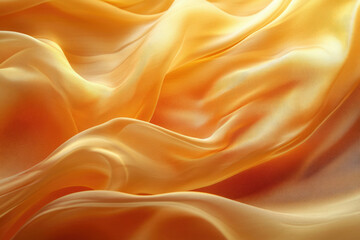 Obraz premium Golden silk fabric flows in elegant, soft waves, creating a luxurious and textured background.
