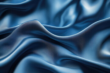 Fototapeta premium Draped blue silk fabric, smooth texture, luxurious and elegant folds.