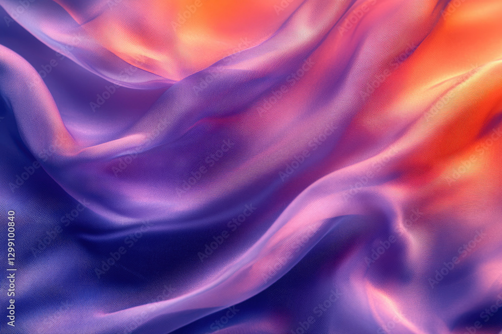 Poster abstract image of flowing purple and orange fabric, showcasing its soft texture and vibrant colors.