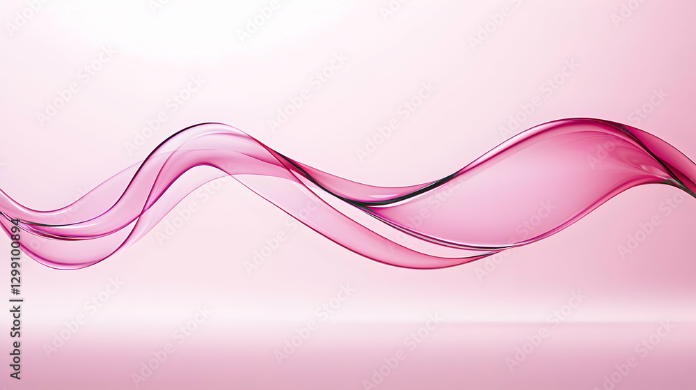 Poster abstract pink wave forms flowing smoothly against pink gradient background