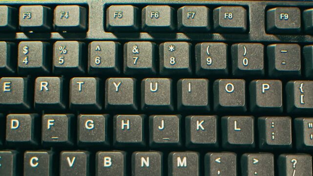 Old vintage keyboard retro pc close-up , Old computer studio close-up, Desktop vintage retro wave display, late 90s PC.