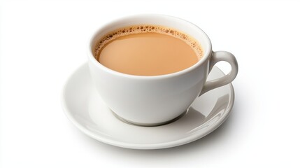 Fototapeta premium Karak Milk Chai: Popular Indian Tea on White Background 