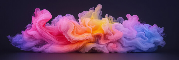Obraz premium Glitch-inspired collage of fluid arcs and petal motifs flickering in neon hues, edgy overlays,