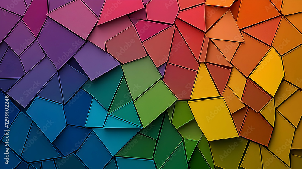 Poster colorful geometric abstract background with rainbow tiled mosaic pattern