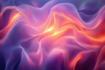 Obraz premium Abstract image of flowing, translucent fabric in vibrant hues of purple, orange, and pink.