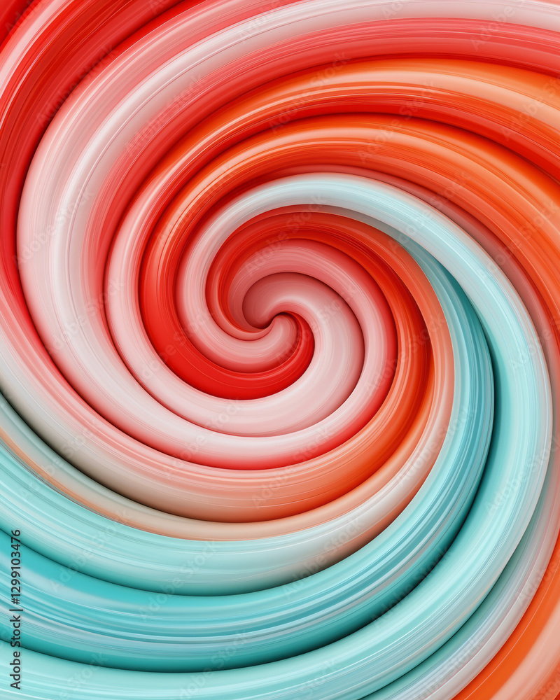 Poster high-impact swirling arcs in ruby and turquoise forming a vortex-like pattern, moody lighting,