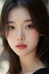 Asian Beautiful Female taking a Selfie Photo - Profile Picture - Young Woman outside on Sunny Day in the City - Eastern Lady in Fashionable Clothing - Modelling for Camera Social Media