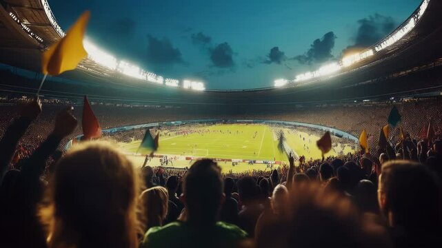 Night Football Game at a Packed Stadium