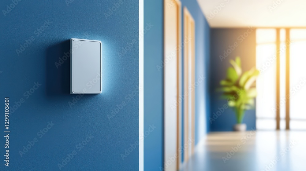Poster modern smart home security system in action in a calm environment