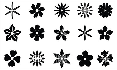 set of black and white flowers