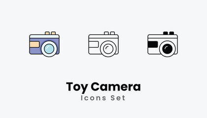 Toy Camera Icons thin line and glyph vector icon stock illustration