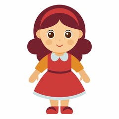 A adorable cartoon doll illustration on white background