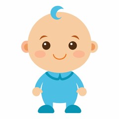 A cute baby cartoon illustration on white background