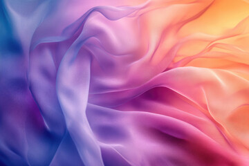 Obraz premium Abstract image of colorful, flowing fabric with gradient shades of blue, purple, pink, and orange.