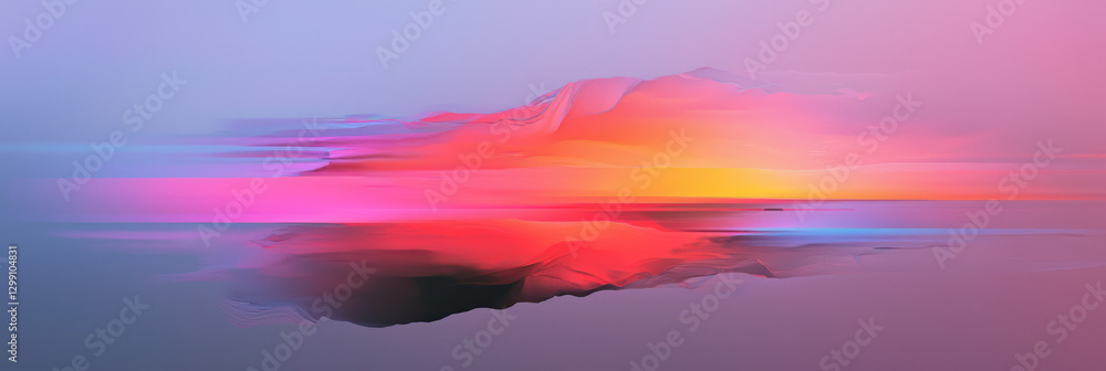 Aufkleber Glitch-inspired collage of fragmented gradient lines weaving across a dark environment, edgy