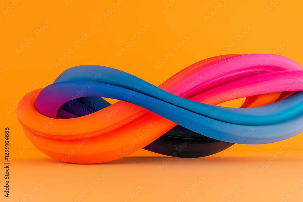 Poster bold editorial style with overlapping gradient lines forming fluid loops, moody environment, sharp