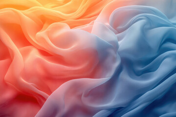 Obraz premium Soft, flowing fabric in a gradient of warm orange and cool blue hues.