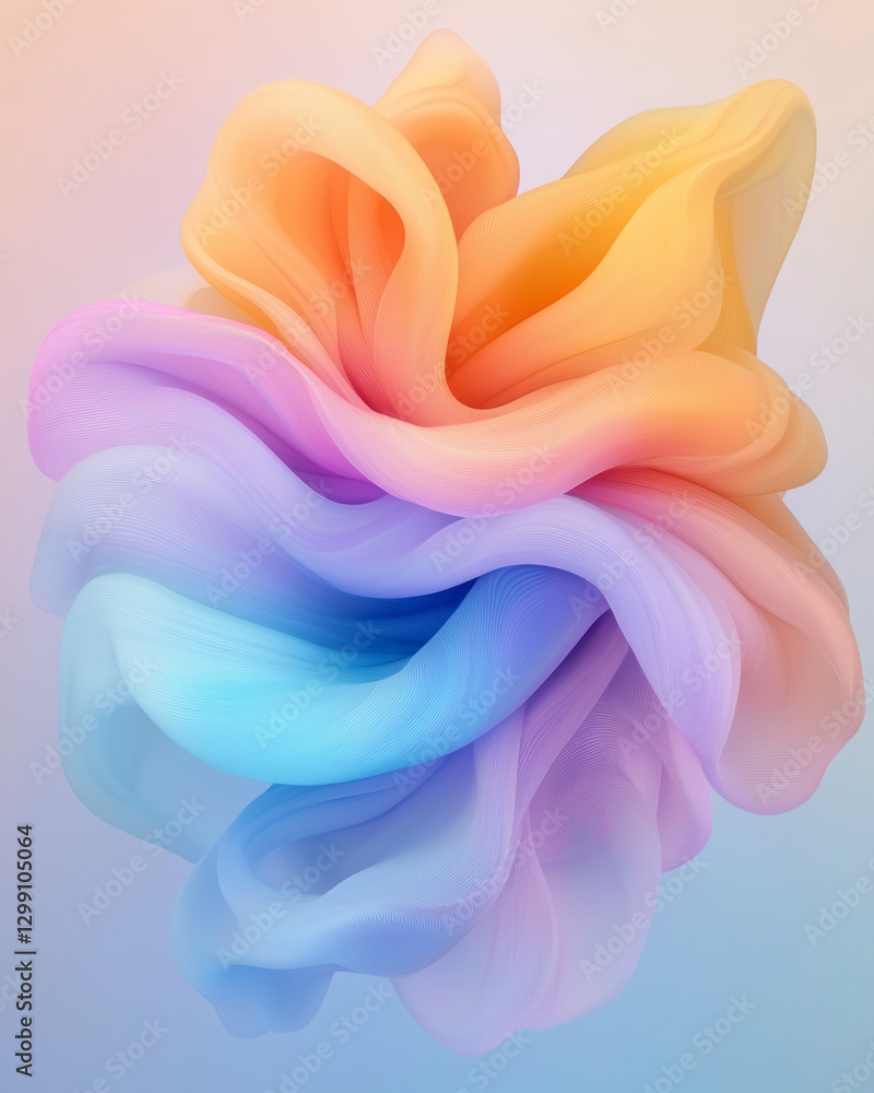 Poster surreal overhead perspective with overlapping pastel arcs looping around each other, gentle lens