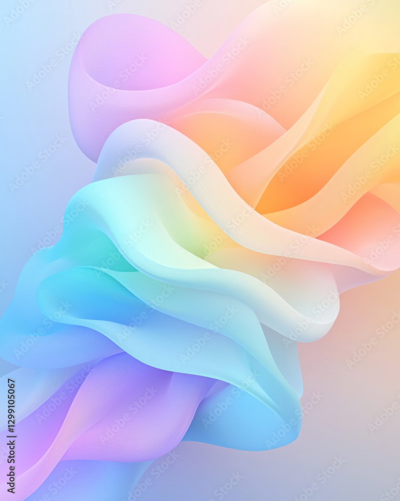 Aufkleber surreal overhead perspective with overlapping pastel arcs looping around each other, gentle lens