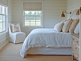 Modern Farmhouse Bedroom with Creamy, Neutral Textures