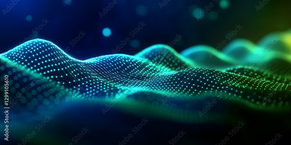 Poster dynamic neon wave patterns digital art abstract design vibrant environment close-up view conceptual 