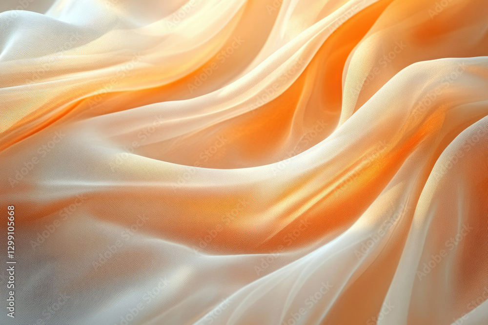 Poster draped fabric in soft peach and white tones, showcasing texture and light play.