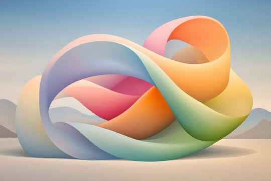 Poetic composition featuring prismatic ribbons in pastel shades forming a vortex on the sphere&acirc;&euro;&trade;s