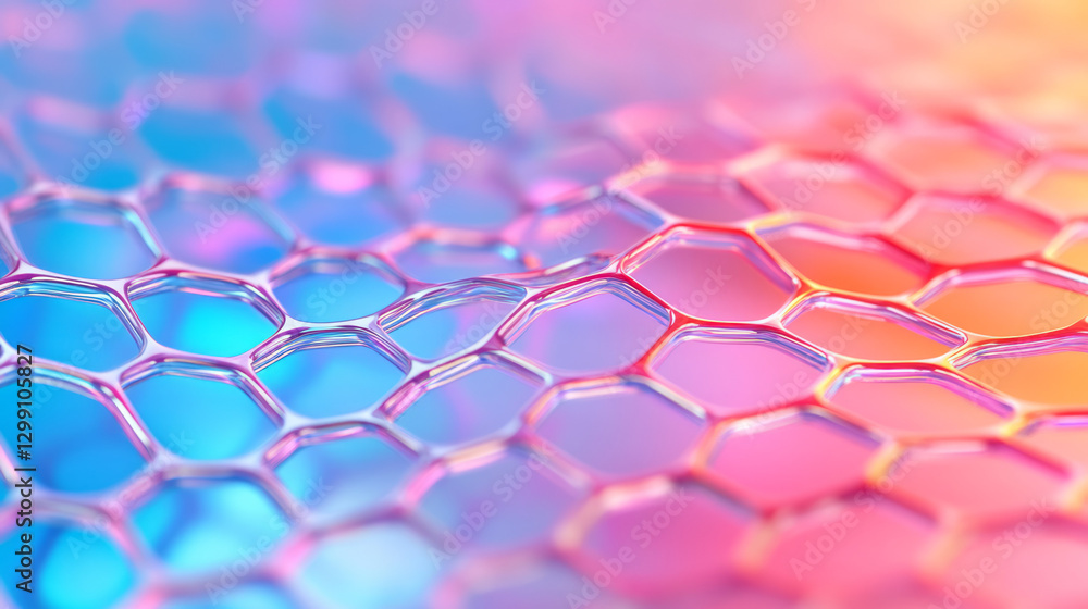 Leinwandbilder surreal close-up focusing on glowing intersections of a metallic grid, intense color transitions