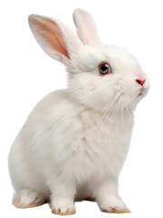 Fototapeta premium Cute white bunny with soft fur isolated on a transparent background