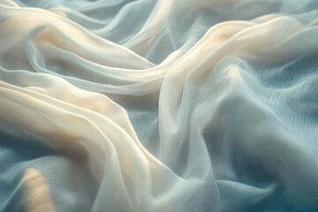 Obraz premium Soft, flowing, sheer fabric with delicate folds and subtle color variations in light.