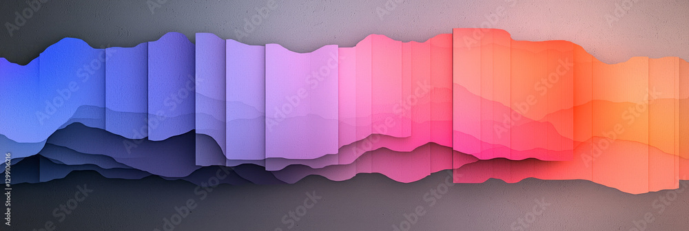 Aufkleber glitch-inspired collage of fragmented color lines weaving through a minimal dark environment, edgy