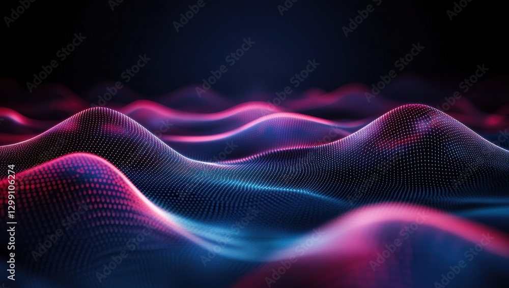 Poster vibrant abstract digital waves with colorful patterns and depth for futuristic background or technol