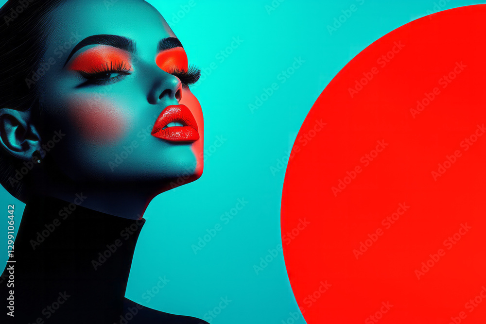 Poster bold editorial style featuring overlapping arcs with intense highlights, moody shadows, striking