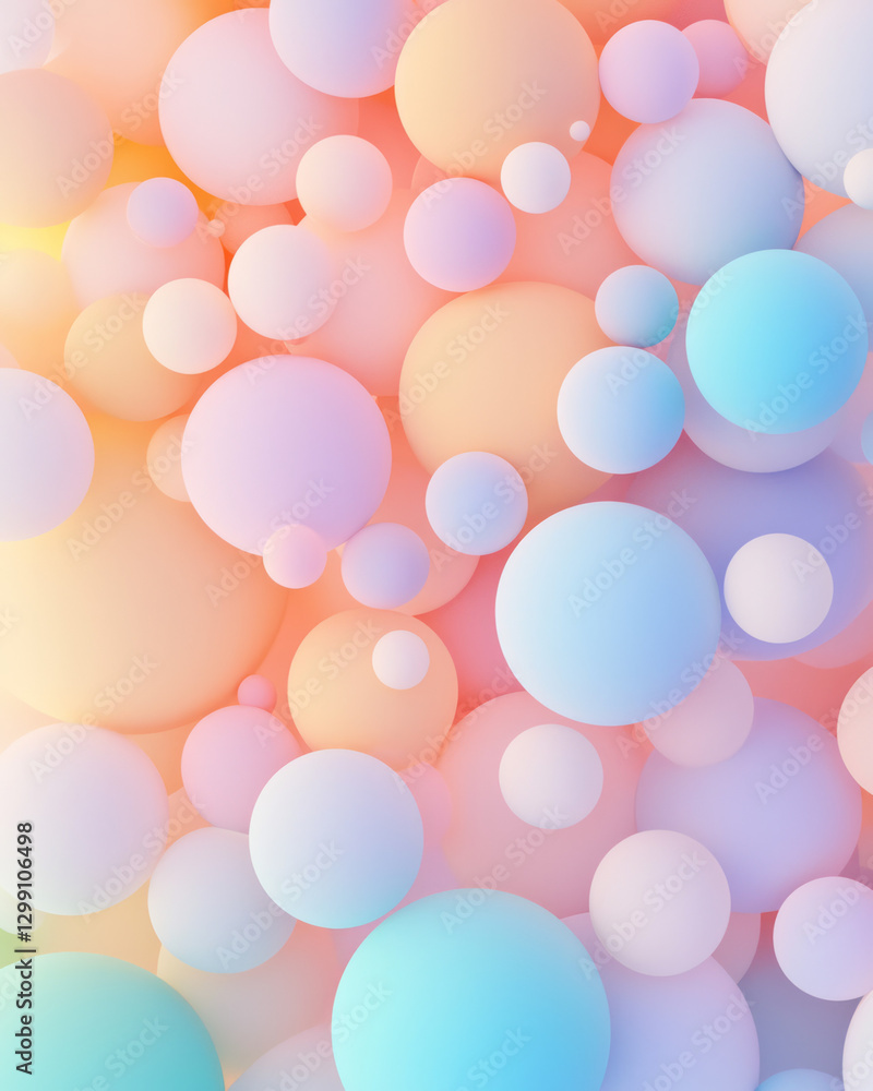 Fototapete surreal overhead perspective capturing semi-transparent blobs in a rainbow of neon hues, gentle