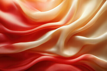 Fototapeta premium Soft, flowing fabric in ombre shades of coral and cream, creating elegant drapes and folds.