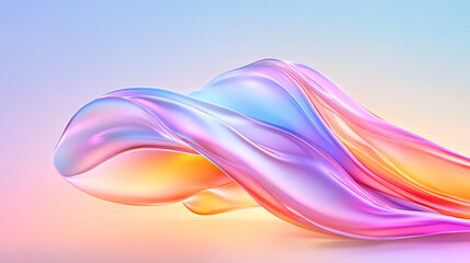 Dreamlike composition featuring glossy, liquid-like forms in hot pink and electric blue, subtle